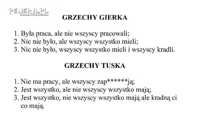 Grzechy Tuska VS Grzechy Gierka