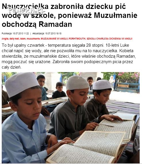 Nauczycielka zabroniła dziecku pić