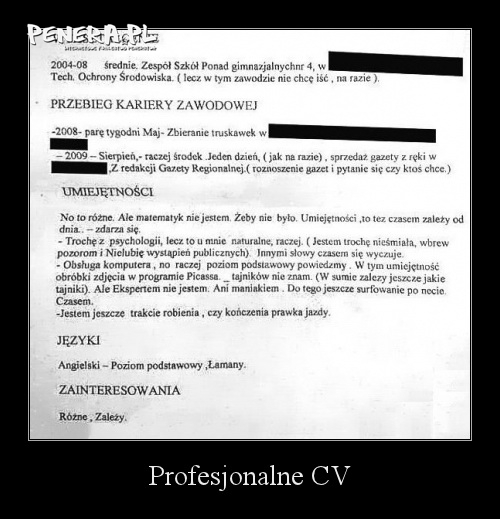 Przykład profesjonalnego CV