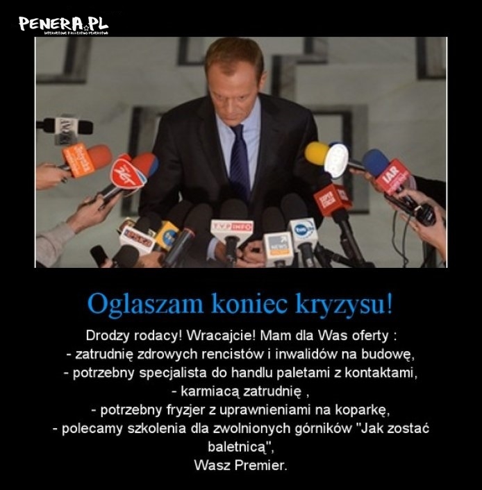 Tusk ogłasza koniec kryzysu! Jupi!