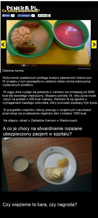 Jedzenie szpitalne vs więzienne