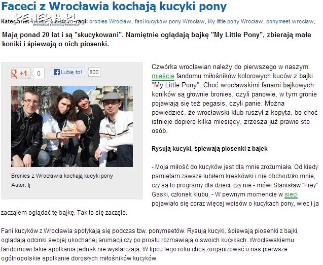 Faceci z Wrocławia kochają kucyki