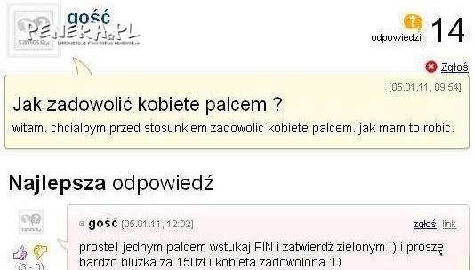 Sposób na zadowolenie kobiety jednym palcem