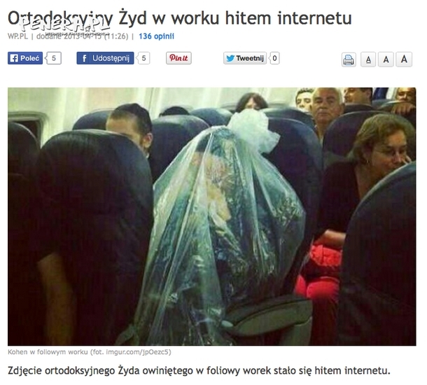 Ortodoksyjny żyd w worku hitem internetu