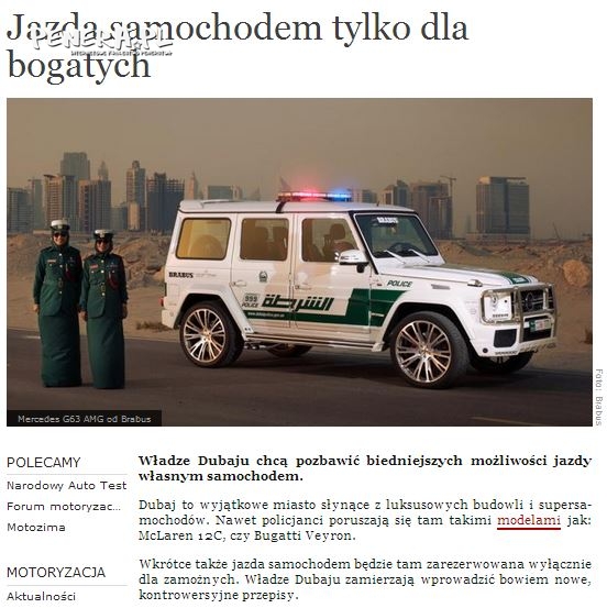 Jazda samochodem tylko dla bogatych