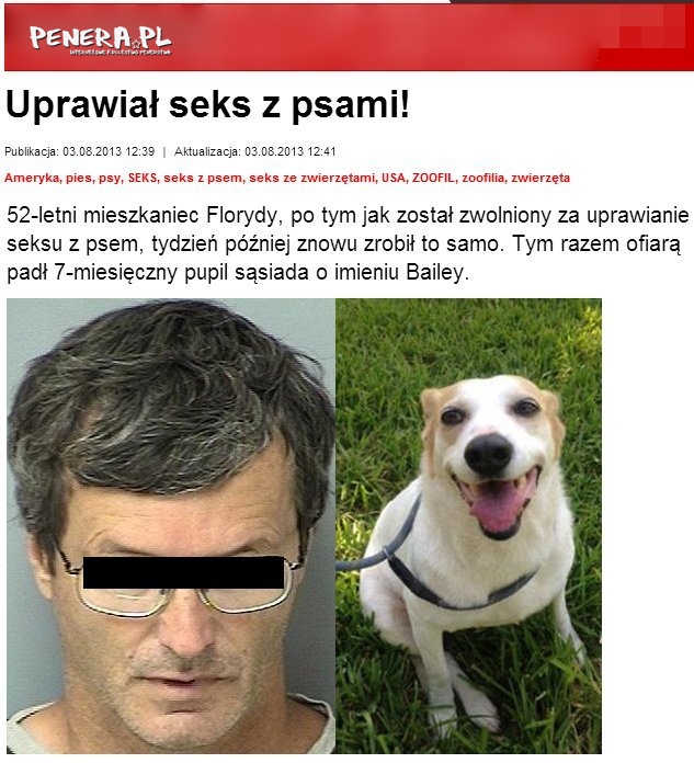 Uprawiał seks z psami