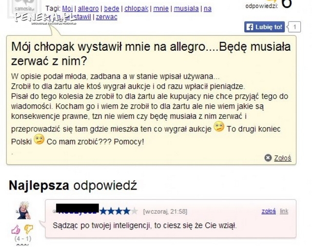 Chłopak wystawił ją na allegro