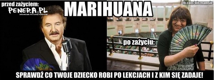 Marihuana przed i po zażyciu