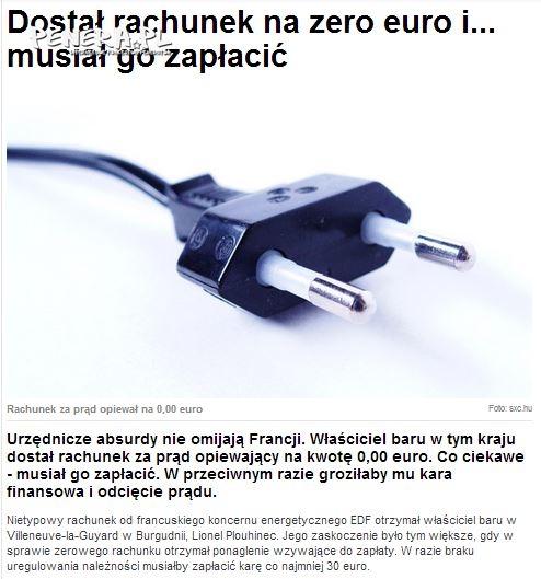 Musiał zapłacić rachunek za zero euro