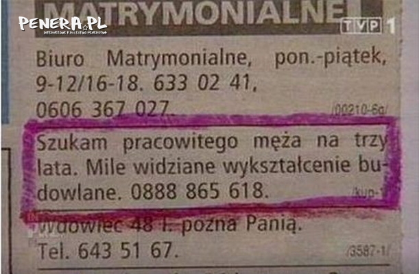 Pani szuka męża budowlańca