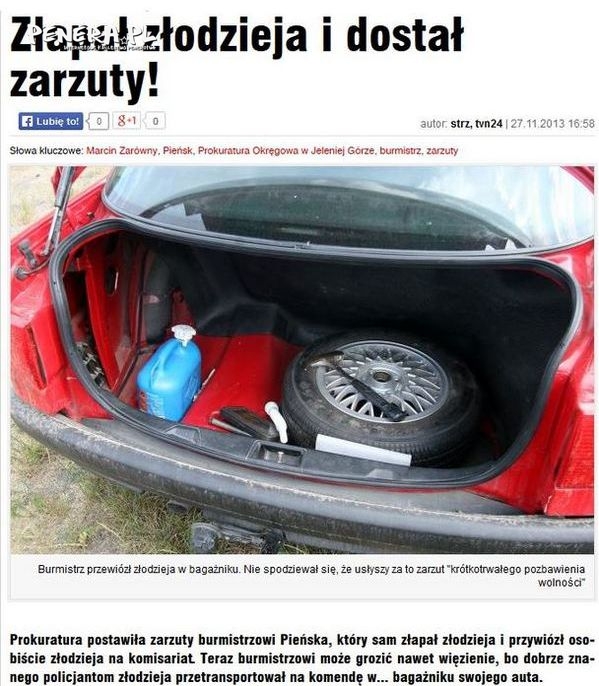 Złapał złodzieja i dostał zarzuty